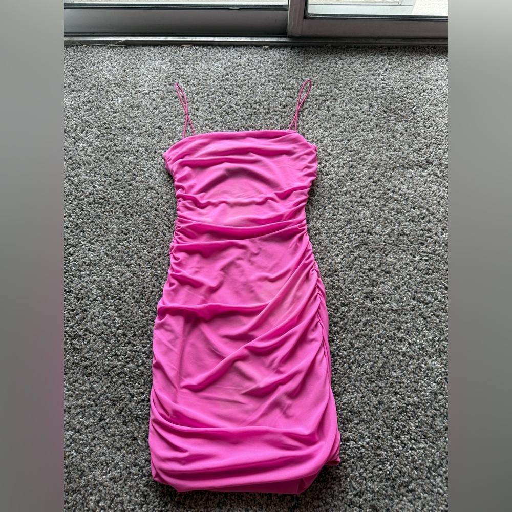 🩷Princess Polly Hot Pink Ruched Slip Dress
